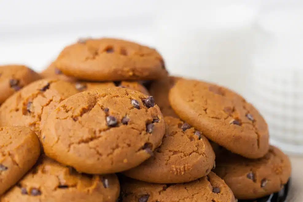 Stack of chocolate chip cookies from the Harmons bakery